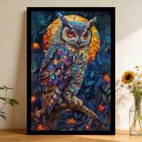 Celestial Owl Wooden Jigsaw Puzzle &ndash; Stained Glass Style Art, Basswood Pieces
