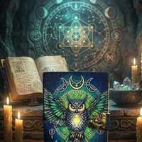 Leather Grimoire Journal, Embossed Owl, Vintage Lock Closure, Deckle Edge Paper