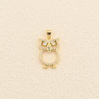 Dainty Owl Pendant Adorned With Sparkling Crystals Gold Plated Jewelry Piece For Necklace Or Charm 1