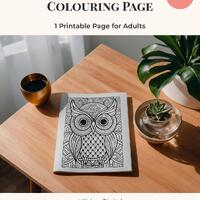 Owl Zen Doodle Single Coloring Page | Detailed Animal Line Art