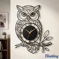 Owl Wall Clock, Wise Bird Metal Art, Nature Decor Birthday Gift
