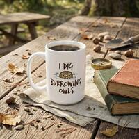 Burrowing Owl Mug | Funny I Dig Burrowing Owls Ceramic Coffee Cup for Birders