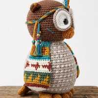 Boho Owl Crochet Pattern, Amigurumi Tribal Bird PDF, Earth Tone Stuffed Animal (Digital Download)