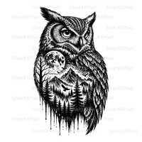 Owl SVG PNG, Owl Shirt Design, Forest Wall Art, Engraving File, Wildlife Clipart, Cricut Cut File