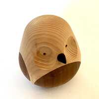 Vintage Wood Owl Sculpture Lars Beller Fjetland Norwegian Art