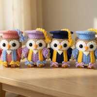 Crochet Owl Graduation Plush, Amigurumi Owl Graduate Dolls, Class of 2026 Gift, Cute Student Keepsak