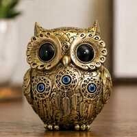 Vintage Gold Owl Figurine, Decorative Owl Statue, Boho Home Decor