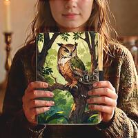 Handmade Owl Leather Journal, Vintage Forest Notebook, Lock Diary, Nature Sketchbook
