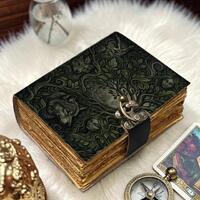 Dark Forest Spirit Journal Leather Notebook, Wolf Owl Nature Diary, Mystical Woodland Sketchbook, Go