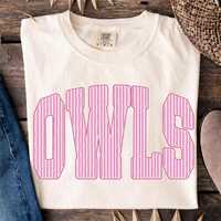Owls Png, Pink Striped Owls Png, Preppy Mascot Sublimation, Game Day Team Spirit, Retro Sports Fan O