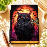 Dark Owl Journal Notebook, Gothic Owl Art Diary, Premium Aesthetic Sketchbook, Gift for Writers, Hor