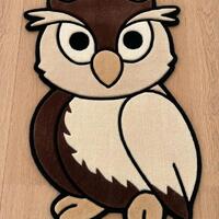 Hand Tufted Owl Shape Kids Rug, Plush Nursery Area Carpet, Woodland Animal Baby Room