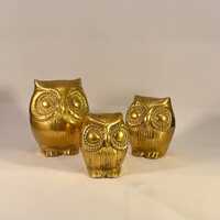 Brass Owls Set of Three