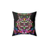 Botanical owl, floral bird,  Spun Polyester Square Pillow