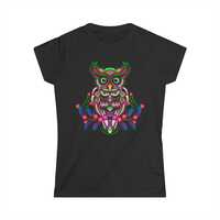 Botanical owl, floral bird,  Women's Softstyle Tee