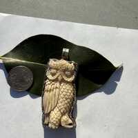 Mother of pearl cross,cactus and owls pendant