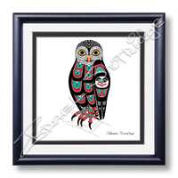 Owl 8" x 8" Giclée Art Print (Framed) / Tlingit Northwest Native American Artist I