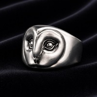 925 Silver Ring - Minimalist Owl Mask Ring - Prismatic Animal Minimalist Silver Ring, Luna Owl Ring,