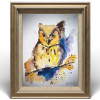 Original Watercolor Owl Painting: Colorful Bird Art, 11x14 inches