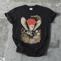 Japanese Barn Owl T-Shirt, Zen Art Graphic Shirt, Cottagecore Boho Apparel