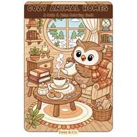 Cozy Animal Homes Coloring Book, Cute Owl & Cozy Interiors, Relaxing Coloring Pages, Stress Reli