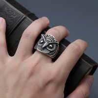Owl Ring for Men, Stainless Steel Bird Ring, Gothic Statement Ring, Punk Jewelry Gift