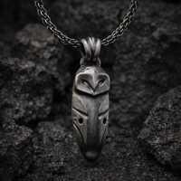 Oxidized Sterling Silver Owl Pendant Necklace, Detailed Animal Wisdom Jewelry