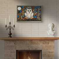 Mystical White Owl Painting | Original Surreal Spiritual Artwork | Boho Wall Decor