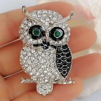 Rhinestone Crystal Animal Unique Owl Brooch Pin Costume Jewelry E3B3502