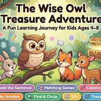 Wise Owl Treasure Adventure Activity Book for Kids 4-8 | Coloring, Matching, Trace & Write | Fun