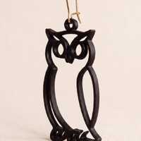 Black Owl Earrings | 3D Printed Statement Drop Earrings | Gold Hook | Witch Aesthetic | Cottagecore 