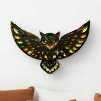 Colorful Owl Wall Art | Layered Wood Sculpture | 3D Bird Decor | Street Art Style | Handmade