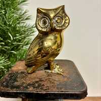 Vintage Solid Brass Owl Bird Figurine&hellip;Ornithology. Mid Century. Gold Statue. Animal Decor. Mi