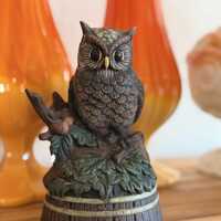 Vintage Owl Figurine, Rustic Woodland Decor, Cottagecore Owl Statue, Small Nature Shelf Decor, Vinta