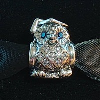 Authentic Pandora Graduate Owl Charm &ndash; 791502NSB Sterling Silver with Blue Cryst