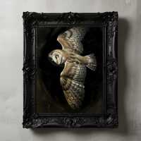 Dark Gothic Barn Owl Art Print, Macabre Bird Wall Decor, Moody Nature Painting, Forest Gothic Aesthe