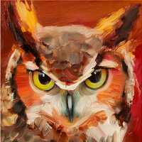 Owl Canvas Portrait Original Oil Painting Bird Wall Art Woodland Animal Artwork Gift by ArtSenya