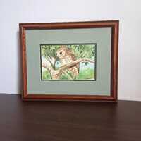 Barred Owl Watercolor Painting Original Signed Richard Norbeck