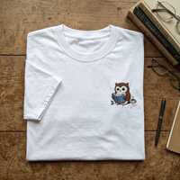 Embroidered T shirt, Literature Owl Shirt, Book Club Tee, Writing Enthusiast Gift, Professor Owl Emb