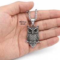 Owl Pendant Necklace | Stainless Steel Vintage Punk Necklace | Unisex Animal Jewelry | Gothic Biker 