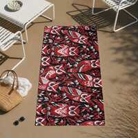 Mystic Crimson Owl Beach Towel, Gothic Nature Pool Towel, Luxury Dark Academia Gift for Her, Midnigh