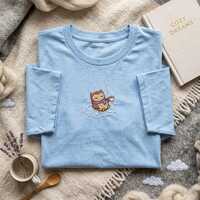 Embroidered T shirt, Sleepy Owl Cloud Shirt, Night Owl Tee, Cozy Dreams Shirt, PJs Style Embroidery,