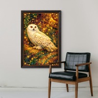 Snowy Owl Celestial Printable Wall Art, Mystical Fantasy Bird Poster, Magical Night Sky Decor, Vinta