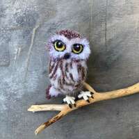 Owl pin for women Handmade bird brooch for girl Cute needle felted owl jewelry Wool animal replica
