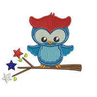 Patriotic Owl 4th of July Independence Day Filled Machine Embroidery Design Digitized Pattern Patter