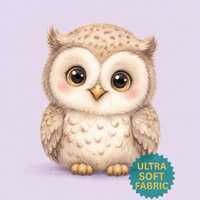 Owl Fabric Panel, Watercolor Baby Owl Quilt Square, Woodland Nursery Sewing Cotton Kids Decor