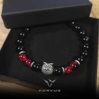 Black Onyx Owl Bracelet Men Silver | Natural Stone Beaded Bracelet | Handmade Men's Jewelry | Ow