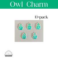 Owl Charm (10) green/blue - 10 charms per pack - bird charm jewelry nature wildlife adventure bracel