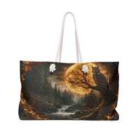 Lunar Owl Weekender Bag, Mystic Forest Travel Tote, Nature Wildlife Overnight Bag