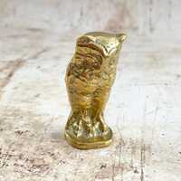 Vintage Brass Owl Figurine Small | Mid Century Owl Ornament | Rustic Shelf Decor
